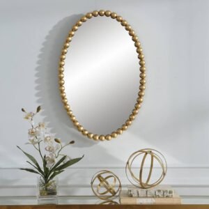**Extra Clear Oval Mirror with White Textured Frame – Premium Glass Décor**