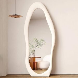 Floor Rectangular extra clear Mirror White for Living Room, Full-Length Mirror Modern Full-Body Wall Mirror for Bedroom & Living Room(27×66)