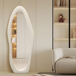 Floor Rectangular extra clear laminate Mirrorr White acrylic for Living Room, Full-Length Mirror Modern Full-Body Wall Mirror for Bedroom & Living Room(27×66)