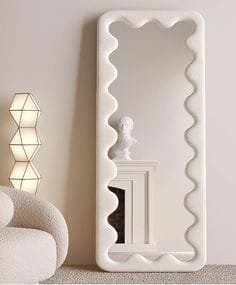 Floor Mirror, Full Length Mirror 66"x24" Full Body Mirror, White Wood Frame, Floor Standing / Wall Mount Freestanding