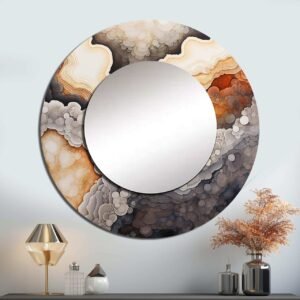 "5mm Extra Clear Round Wall Mirror with Digital Print & Crystal-Polished Edge – Modern Decorative Glass Décor"