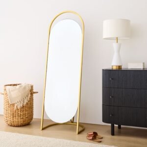 Hanging Mirror | Modern Full-Body Wall Mirror for Bedroom, Bathroom & Living Room (Glam Gold_Floor, 21×66.